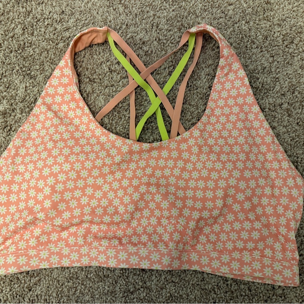 Fabletics Medium Impact Sports Bra III Floral Sports Bra with Crisscross Straps